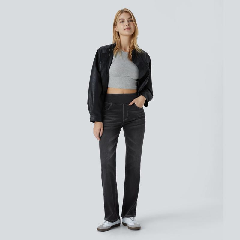 Halara Flex™ High Waisted Pockets Washed Casual Bootcut Jeans Halara Flex™ High Waisted Pockets Washed Casual Bootcut Jeans