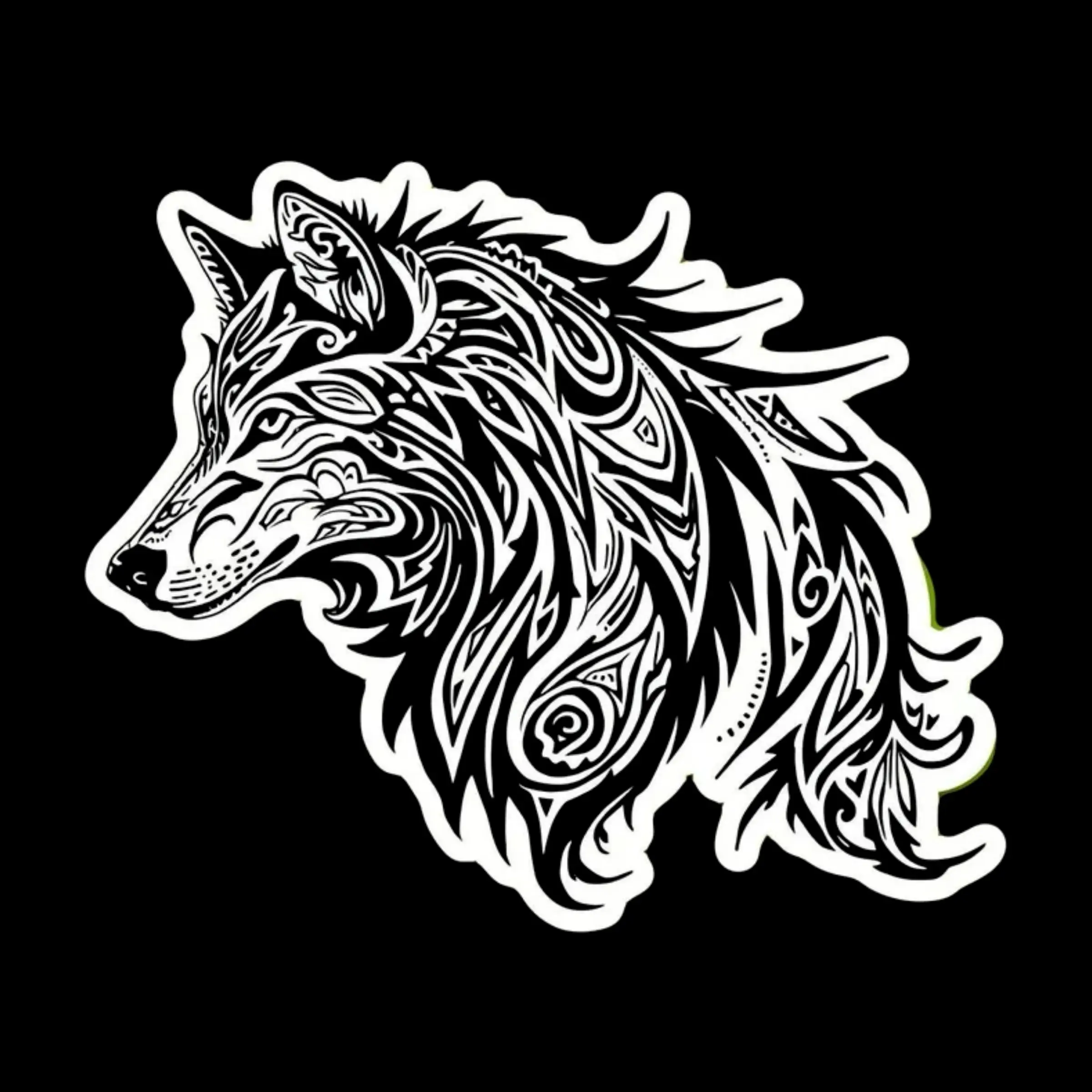 Tribal Wolf Head Vinyl Sticker, Geometric Wild Animal Decal, Native Aesthetic Wildlife Sticker for Car, Laptop & Tumbler