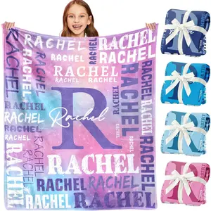 Personalized Blankets for Teen Girls Boys - Printed in USA, Custom with Kids Names, Ultra-Soft Flannel Monogrammed Baby Throws, Customized Christmas Easter Gifts for Kids Adults