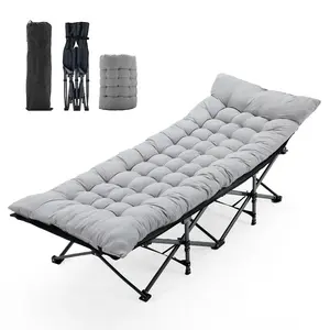 Folding Camping Cot with Removable Padded Mattress, Portable Outdoor Sleeping Cot for Adults, Heavy Duty Foldable Bed with Carry Bag for Camping, Home & Office