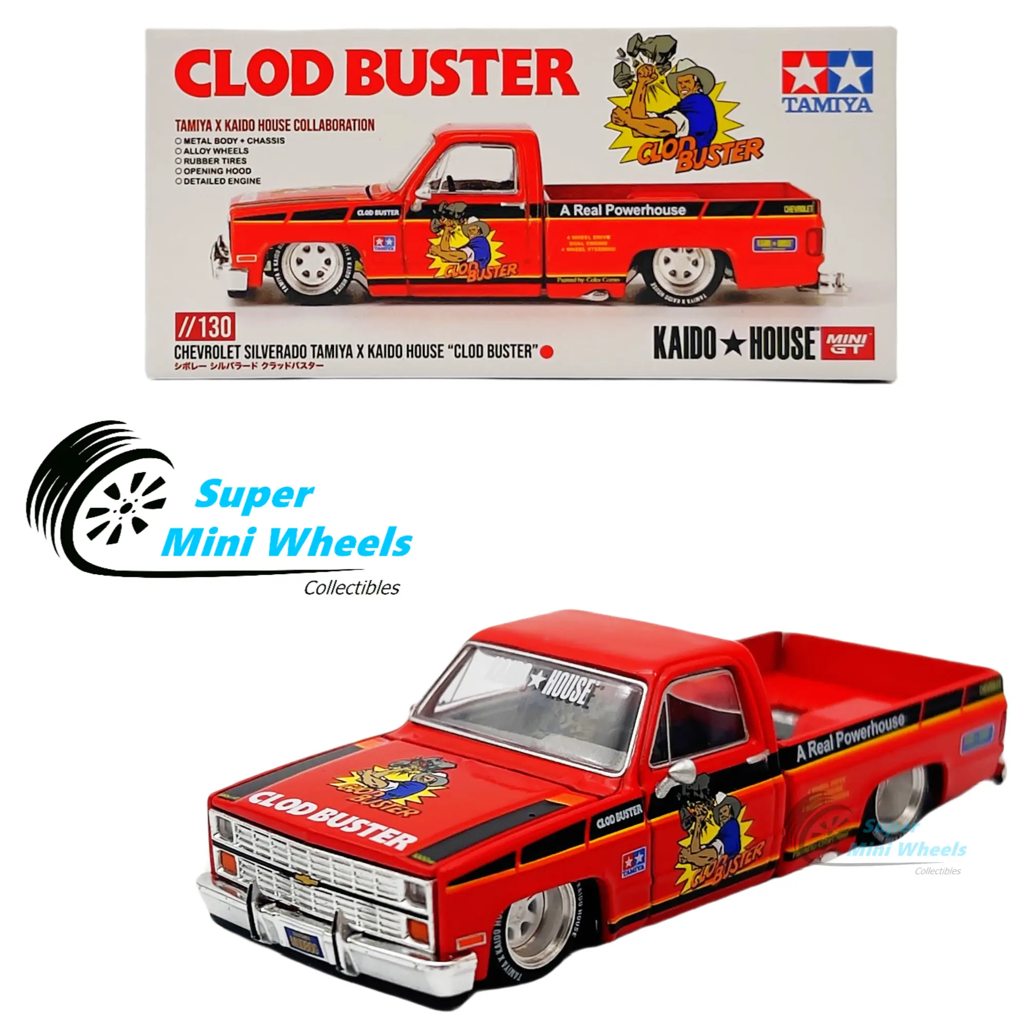 Mini GT x Kaido House 1:64 Chevrolet Silverado TAMIYA "Clod Buster" KHMG130