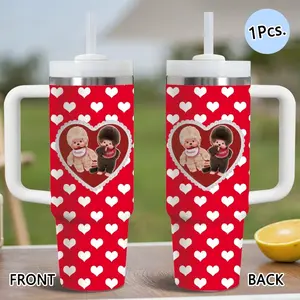 M-Monchhichi Polka Dots Vacuum Flasks 40oz Stainless Steel Tumbler with Handle & Straw, Vacuum Insulated Travel Mug Keeps Drinks Cold Up to 34 Hours, Leak-Resistant Cup for Iced Coffee, Water, Office, Gym or Travel