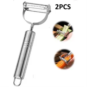 2PCS Stainless Steel Blade Kitchen Y Peeler Utensils Set, Handheld Smooth Lightweight Swivel Peeling Slicer for Fruits, Vegetables and Potato Cutting (Vegetable Cutting Slicer Included)