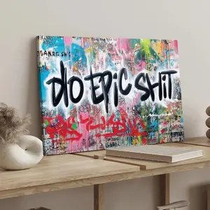 1 Count wood frame canvas, Graffiti "DO EPIC SHIT" text poster, fun poster, fashion family poster, Bedroom mural, Modern art Deco, Fine corridor wall decoration, ideal gift, waterproof, print
