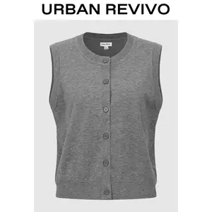 URBAN REVIVO Knitted Sleeveless Cardigans UYY950062
