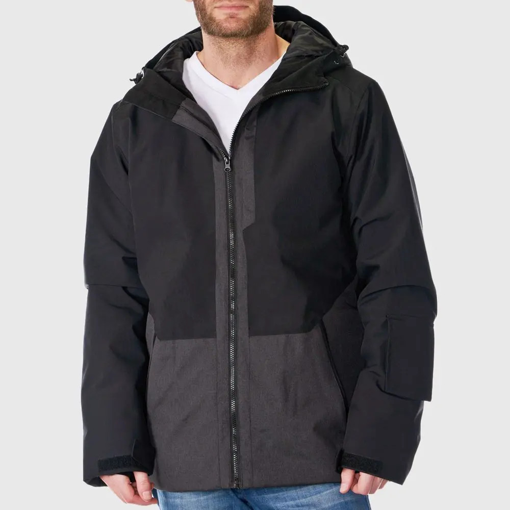 Alpine Swiss Mens Waterproof Ski Jacket Hooded Snowboarding Coat Warm Winter Snow Jacket Raincoat Black Charcoal Large