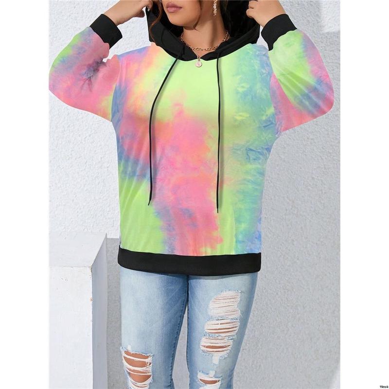 Sleeve Long Patchwork Plain Plus tiktok LUNE Size Color Casual Hoodie