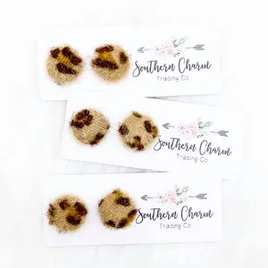 Fuzzy Leopard Stud Earrings