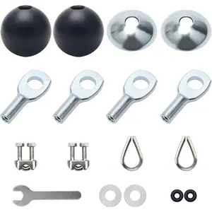 17Pcs Cable Attachments, Solid Rope & Cable Replacement Parts Rope For Gym, 5mm Fitness Pulley Machine & Home Gym Equipment