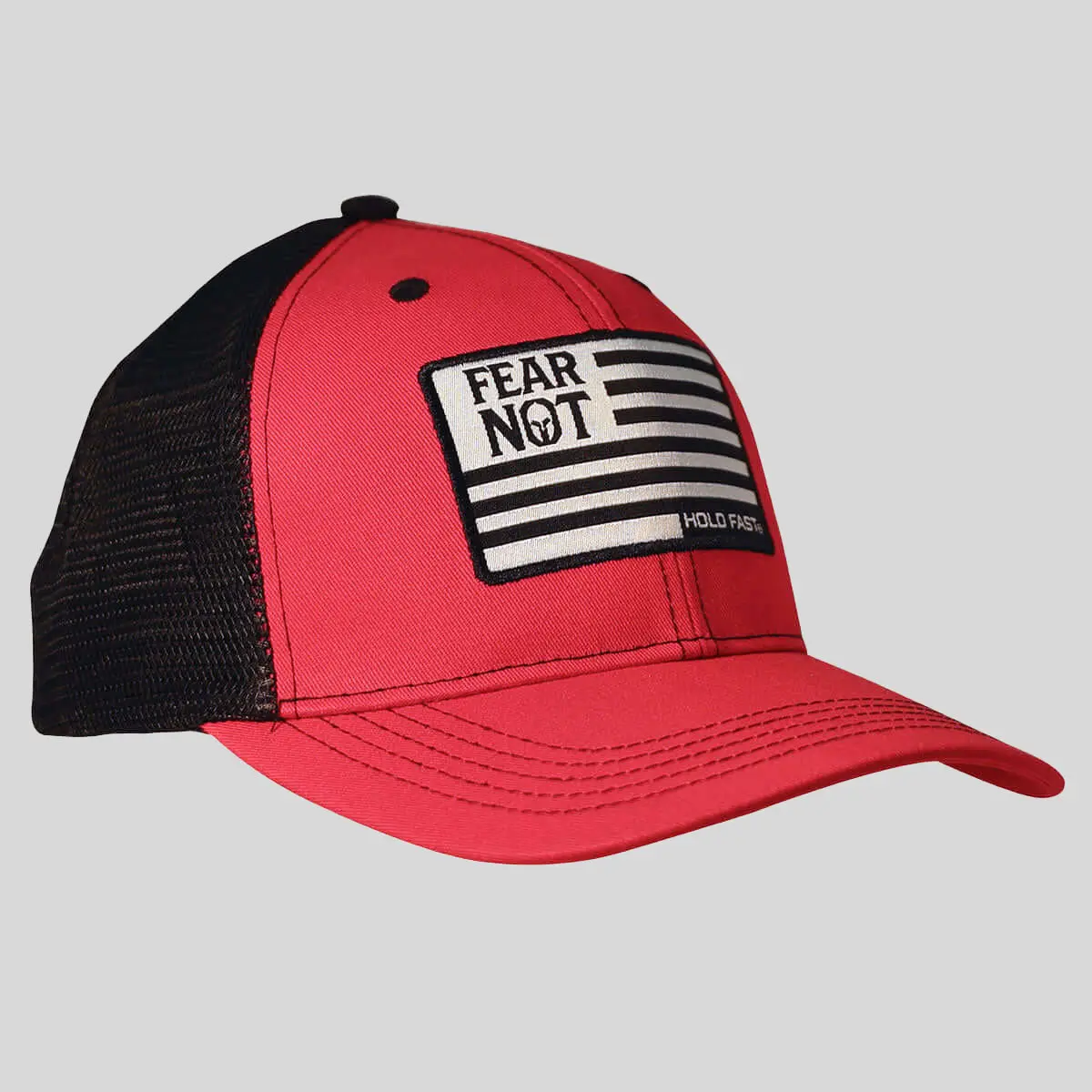HOLD FAST Mens Cap Fear Not Flag, Mens Hats, Trucker Hat, Cotton Mesh, One Size Fits