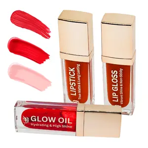 Scarlet Flame Lip Trio: Long Stay & Transfer Proof Matte; Vibrant Lip Gloss; Hydrating Lip Oil, Nourishing & Long Lasting Makeup; Hot Red Lipstick Color