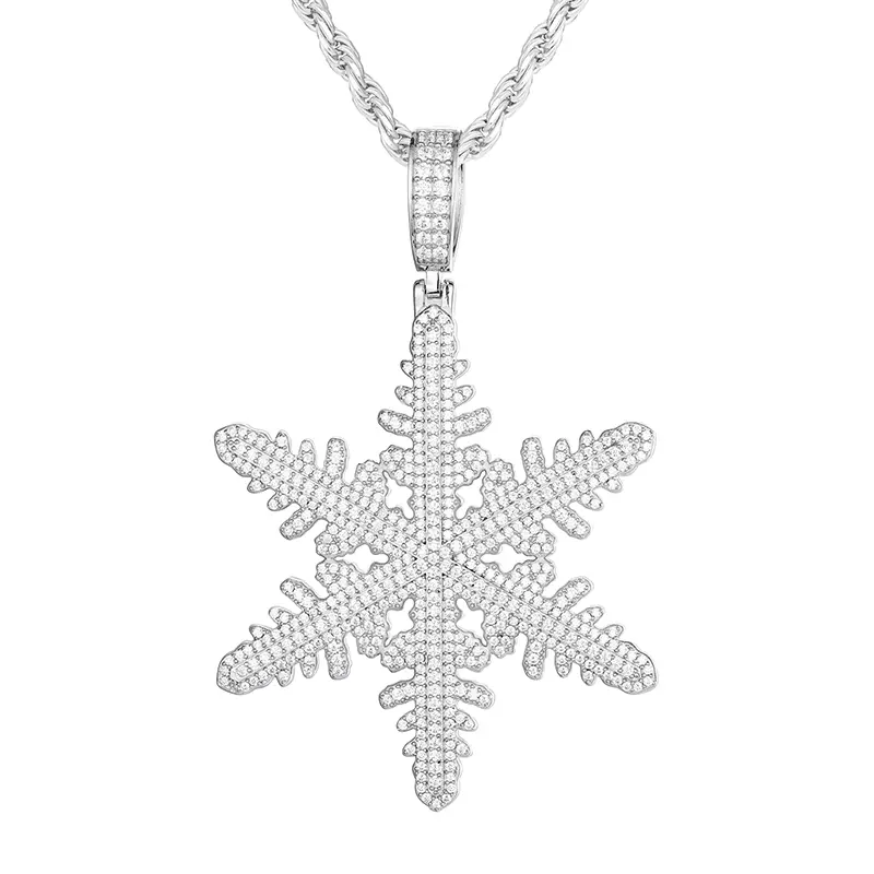 UCCIYO Shining Ice Pendant P452 S925 Sterling Silver Synthetic Moissanite Pendant Necklace Snowflake Ice Crystal Pendant Suitable for Men and Women Hip Hop Rap Exquisite Jewelry Gift【#P452】