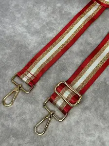 Adjustable Crossbody Strap - Red & Gold Striped