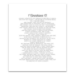 1 Corinthians 13 KJV Precut Cotton Quilt Panel – Inspirational Fabric for Quilting & Crafts | White Cotton | 11.5" x 14"