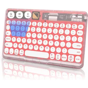 Universal Portable Wireless Bluetooth Keyboard for iPad/iPhone/Tablet, Backlit Mini Wireless Keyboard for Phone, Multi-Device Rechargeable Small Bluetooth Keyboard, White, Ultra-Slim, 7-Color