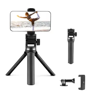 Cell Phone Tripod Stand,25" Selfie Stick Tripod with Phone Holder,Extendable Desk Tripod for iPhone,Camera,Gopro