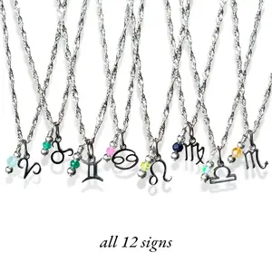 Zodiac Birthstone Necklace | Dainty Silver Crystal Necklace | Hypoallergenic Jewelry | Jewelry for Sensitive Skin