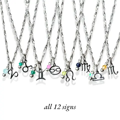 Zodiac Birthstone Necklace | Dainty Silver Crystal Necklace | Hypoallergenic Jewelry | Jewelry for Sensitive Skin