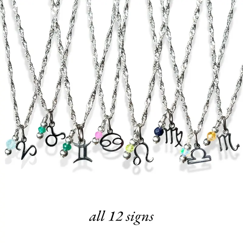 Zodiac Birthstone Necklace | Dainty Silver Crystal Necklace | Hypoallergenic Jewelry | Jewelry for Sensitive Skin