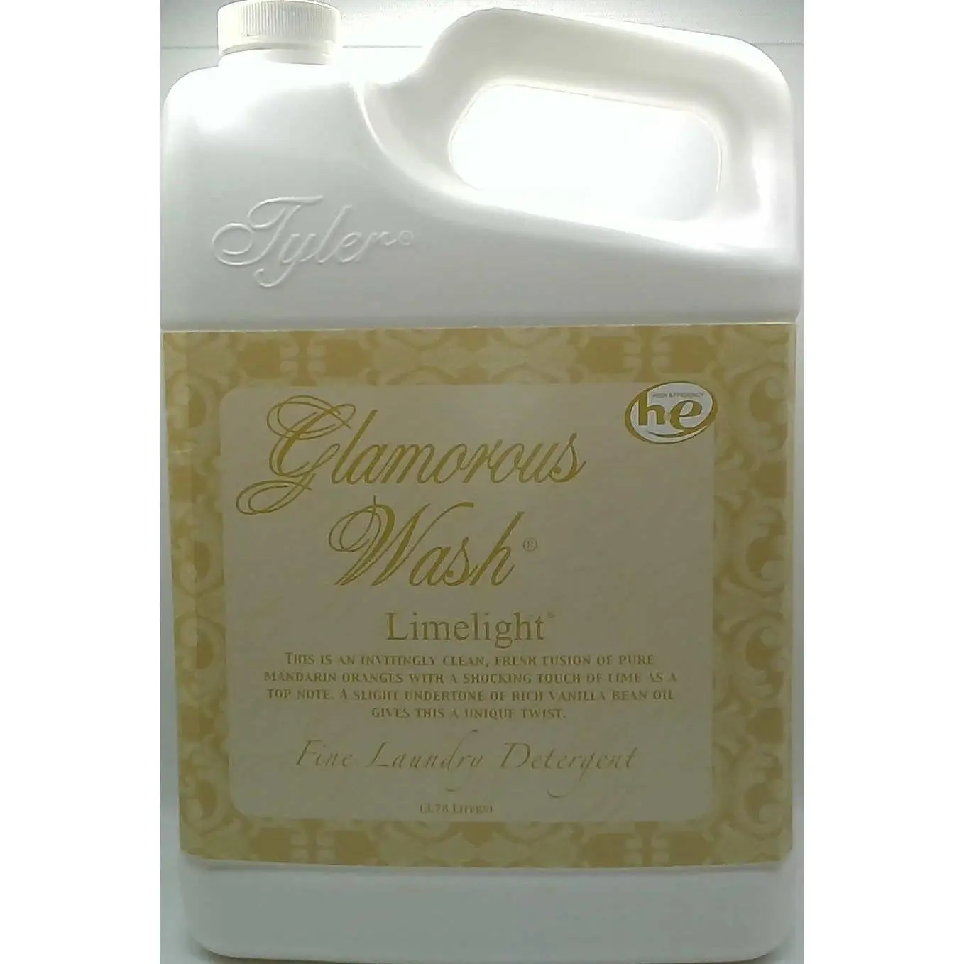 Tyler Candle Company Glamorous Wash Household Laundry Detergent - Limelight Fragrance, Vanilla Hand Soap Scent, Natural Cleaning, Long-Lasting Fresh Fusion for Linens - 3.78L/128oz