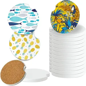 Ceramic Sublimation Blanks  Coasters for  Cup with Finger Notch for Easy Removal Ceramic  Cupholder Auto Cupholder Keep  from Cold Drink  Stain Spill (12)