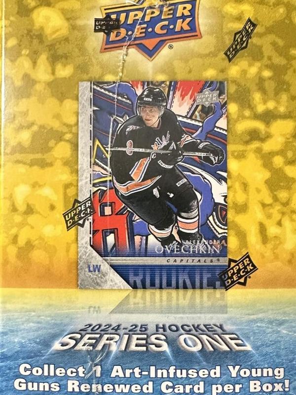 2024-2025 Upper Deck Series One Hockey NHL Trading Card Blaster Box (1 Young Guns Rookie Card and 1 Blaster Exclusive Green Dazzler Card! Per Box)