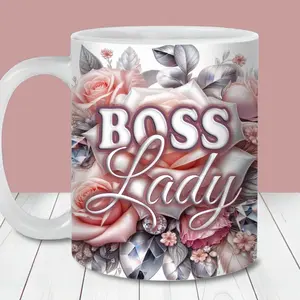 Boss Lady Roses and Diamonds Mug, 11oz and 15oz Mug, Female Entrepreneur Design, Floral Mom | Mother's Day