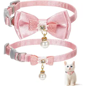 PURR LAB‌Breakaway Cat Collar with Bow - Adorable Pink Bow Tie Collar for Girl Cats‌