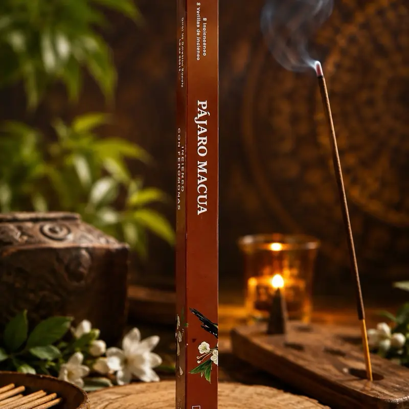 Macua Bird Incense / Incienso Pájaro Macua – 8 Sticks per Box / 8 Varillas por Caja