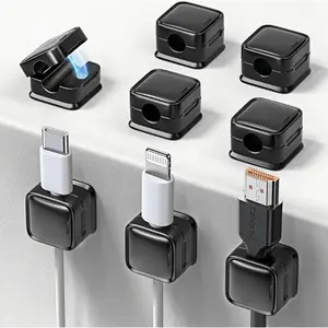 10-Pack Cable Organizer Clips, Strong Adhesive Desktop Cable Management, Magnetic Easy-Open, Ideal for Home, Office, Car, Desk, Nightstand