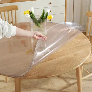 Round Clear 48 Inch 2mm Thick Table Cover Protector, Waterproof PVC Vinyl Plastic Tablecloth, Circle Tabletop Protective Pad for Dining Room Furniture Surface