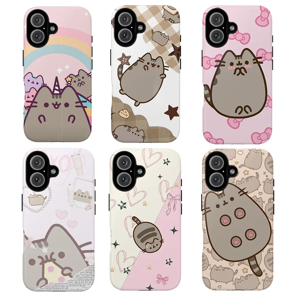 [Magnetic Design]Pusheen Pastel Dream Phone Case, Cute Gray Cat Rainbow Cookie Heart Pink Design, Baby Girl Aesthetic Gift Fashion Vibes Trending Now, iPhone  18 17 16 15 14 13 12 Pro Max Plus