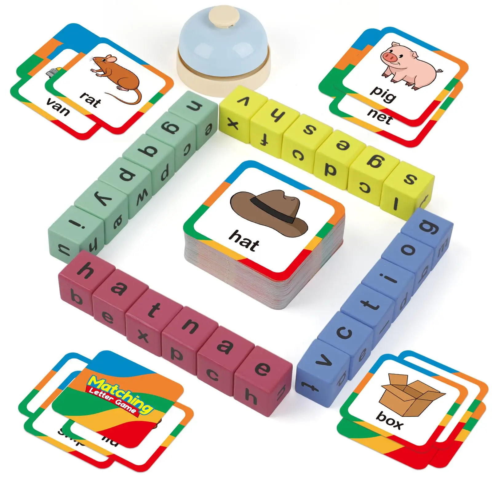 Wood puzzle,Word Race Cube Game, Phonics Matching Games for Kids, Wooden Alphabet Letter Blocks, educational Toy Gift for Kids ,Interactive Letter