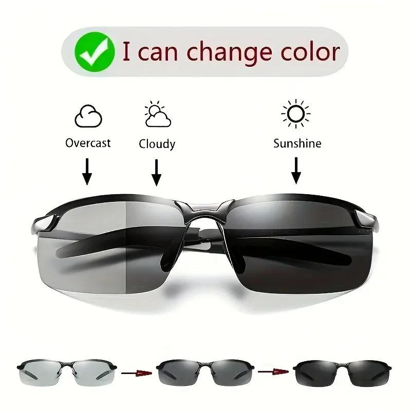 Fashionable Color Changing Glasses With Metal Frame And Color Changing Lenses, Perfect For Outdoor Activities, Vacations, Travel, Fishing, Photography Accessories For Men And Women Polarized Driving