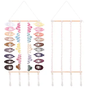 Macrame Flat Hair Claw Clip Organizer, Hair Clip Holder and Storage for Women Girls,Flat Hair Accessorie Hanger  Decor for Wall,Door,Closet