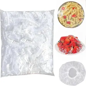 100 Plastic Bowl Covers for Bread Proofing, Large Plastic Wrap Food Storage Covers elastic, Plate Covers plastic food covers stretch disposable, plastic bowl covers reusable for sourdough, 5-10 inch