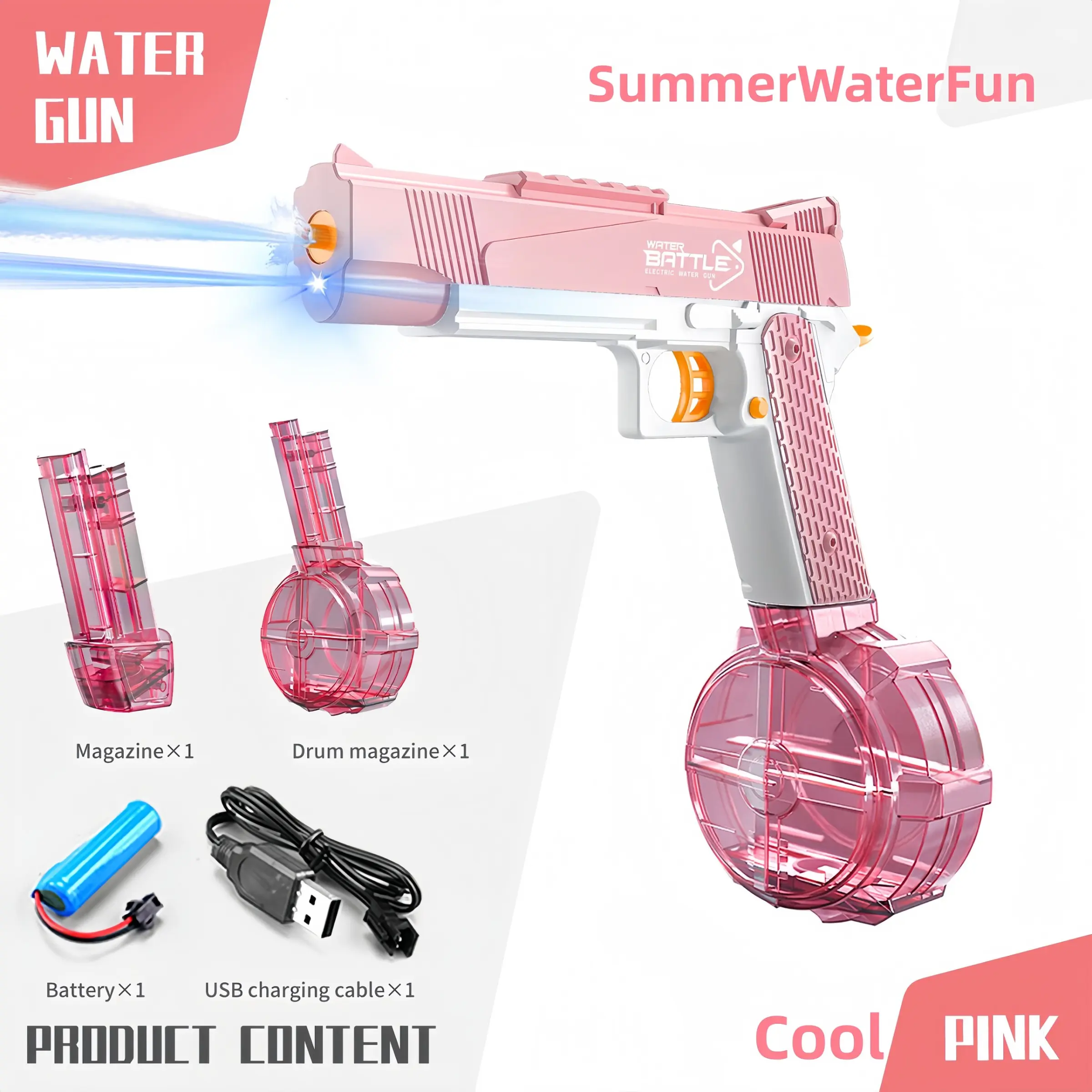 High-Capacity Automatic Water Blaster, Cool Styling, Long Range Shooting, Unisex Summer Water Toy for Pool & Outdoor Fun, Water Squirt Guns