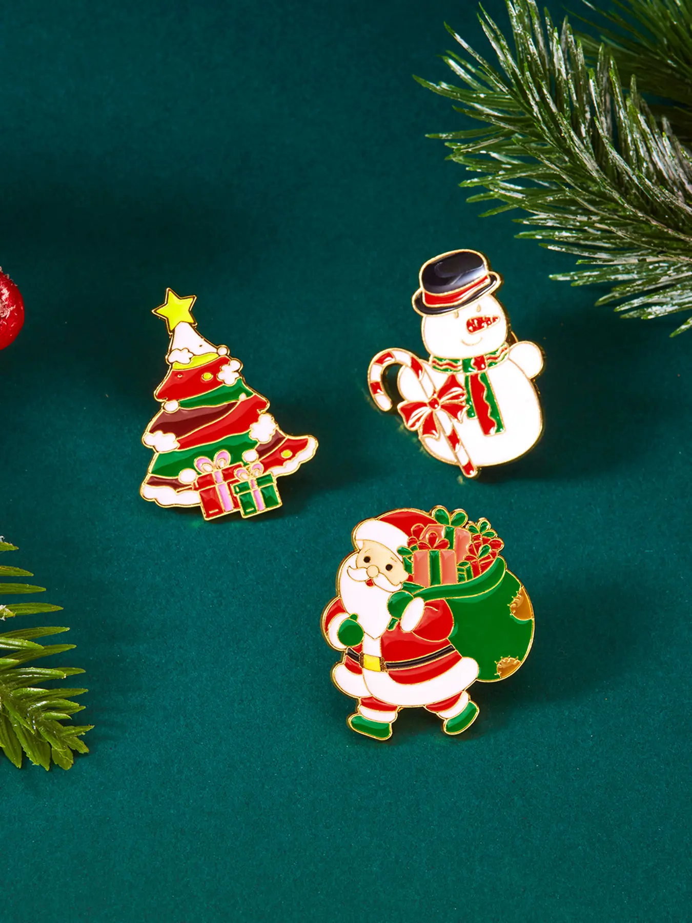Cute Christmas Reindeer Bell Brooch Set, 3-Piece Fashion Pin Collection, Perfect Holiday Gift for Kids & Adults, Cartoon Style Accessories