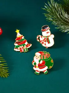 Cute Christmas Reindeer Bell Brooch Set, 3-Piece Fashion Pin Collection, Perfect Holiday Gift for Kids & Adults, Cartoon Style Accessories