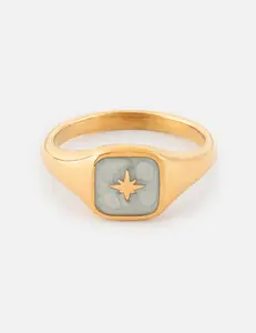Enamel North Star Ring