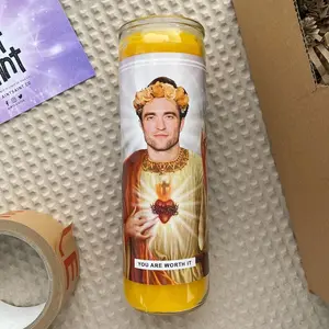 Funny Saint Pattinson Label, Saint Pattinson Prayer Candle Sticker, Prayer Candle Label, Sticker ONLY - NO candle included
