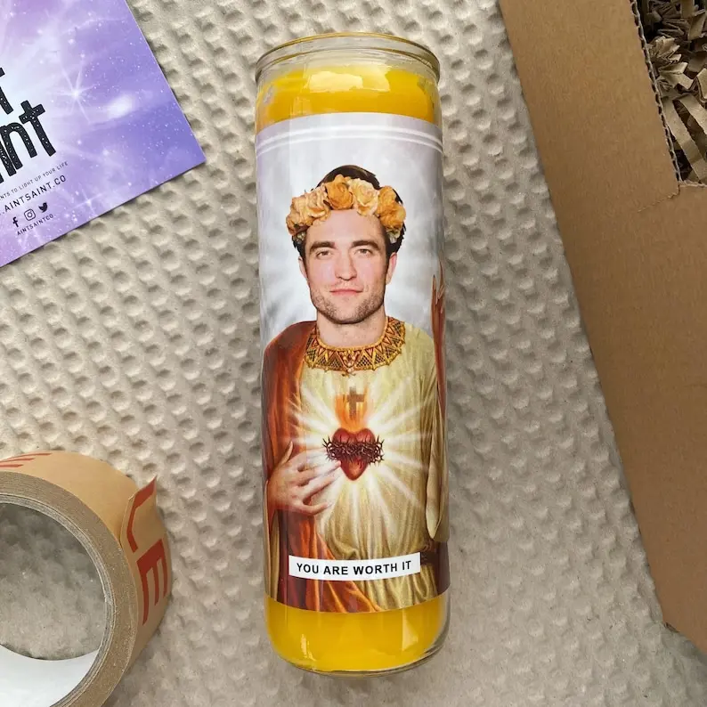 Funny Saint Pattinson Label, Saint Pattinson Prayer Candle Sticker, Prayer Candle Label, Sticker ONLY - NO candle included