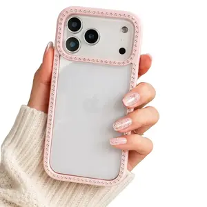 Luxury Rhinestone iPhone Case for iPhone 17 Pro Max 16 15 14 13 12 11, Clear Bling Slim Phone Cover for Everyday Use  CN：