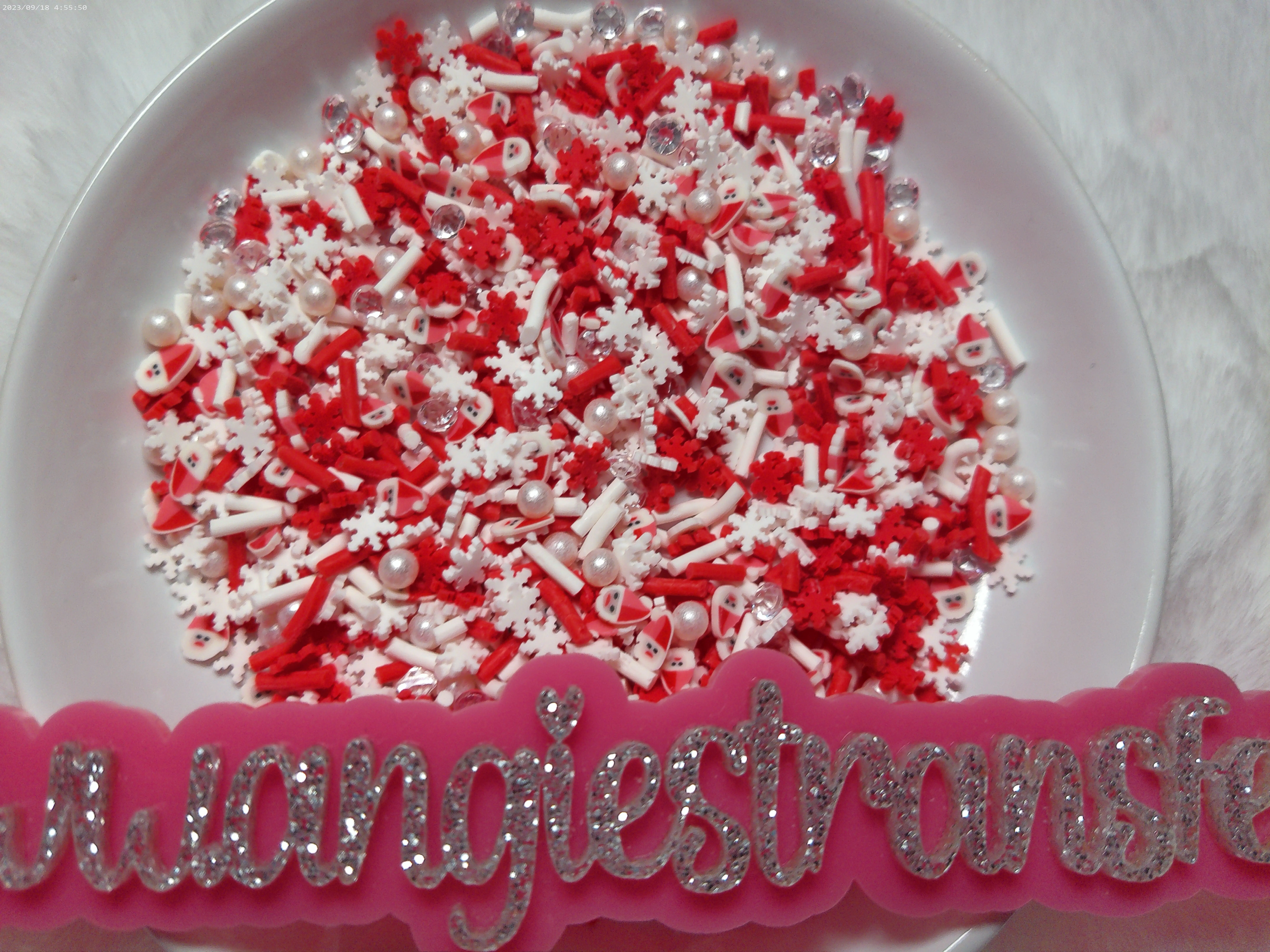 Christmas polymer clay pieces for snowglobe tumbler, nail art, slime, etc