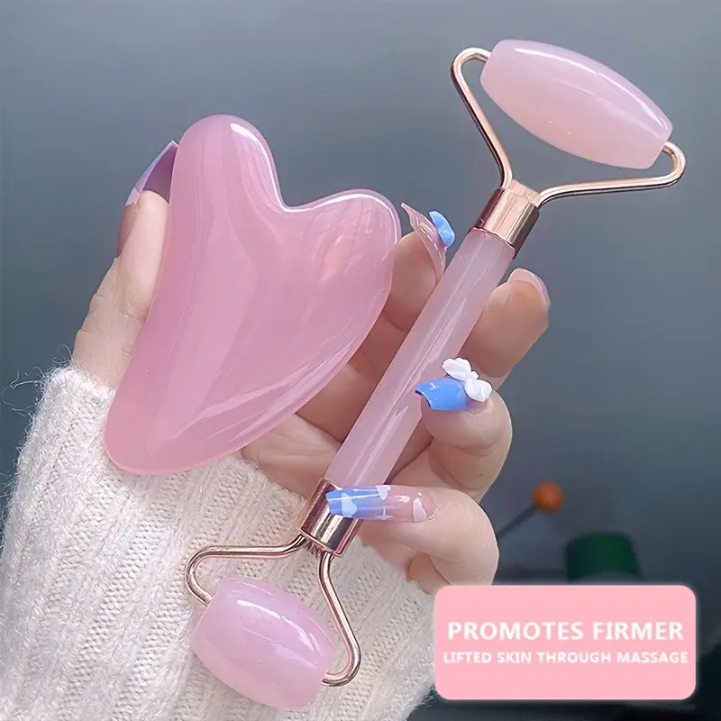 2pcs Facial Scraper Set Massage Roller Kit Manual Beauty Instrument Relax Gift Portable Travel Skin Tightening Face Care Tool Beauty Tools