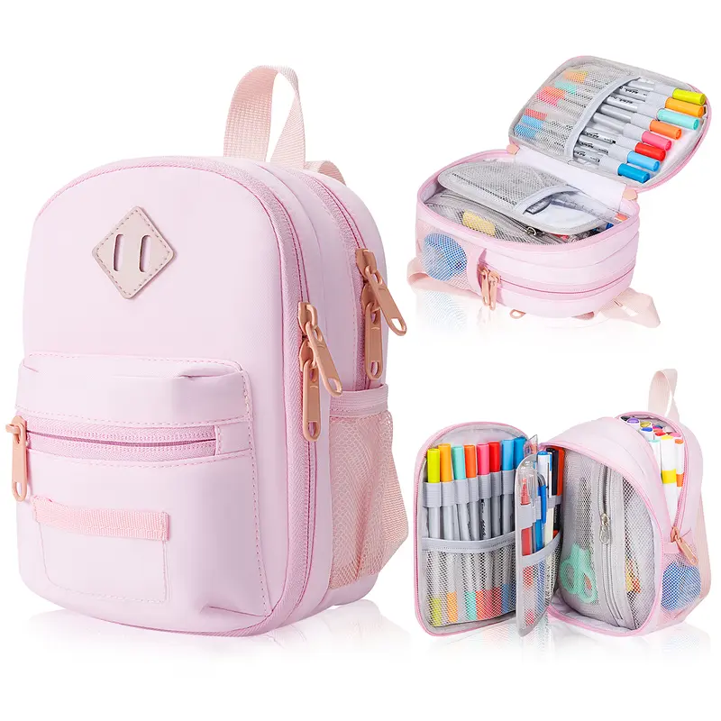 Large Capacity Nylon Water-Resistant Mesh Zipper Pencil Pouch with Extra Handle - 7.1*5.4*3.6 Inches, Study Tool, Writing Stationery, Office & School Organizer for Students, Beautiful Appearance Perfect Gift