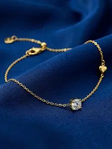 1pc 0.3Carat Golden Single Synthetic Moissanite Heart-shaped Bracelet, A Romantic Jewelry Item That Signifies Commitment. A Fashionable Accessory Suitable for Both Men and Women, Exquisite Accessories, with Box.