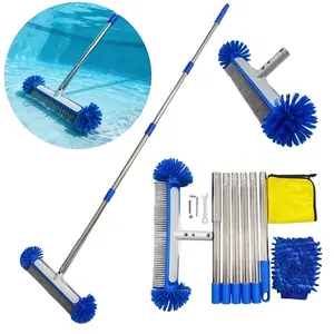 Bestselling Pool Cleaning Brush Set, 17 Inch Pool Brush Kit, Floor Cleaner Algae Scrubber, Round Head Ball Type Brush Head, Swimming Pool Cleaner