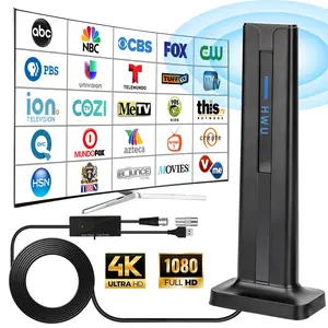 Upgraded Digital TV Antenna 25dBi Gain 16.4FT Cable Support 4K 1080P HD Reception for All Digital Ready TVs Easy Installation Aluminium Connector Black Durable