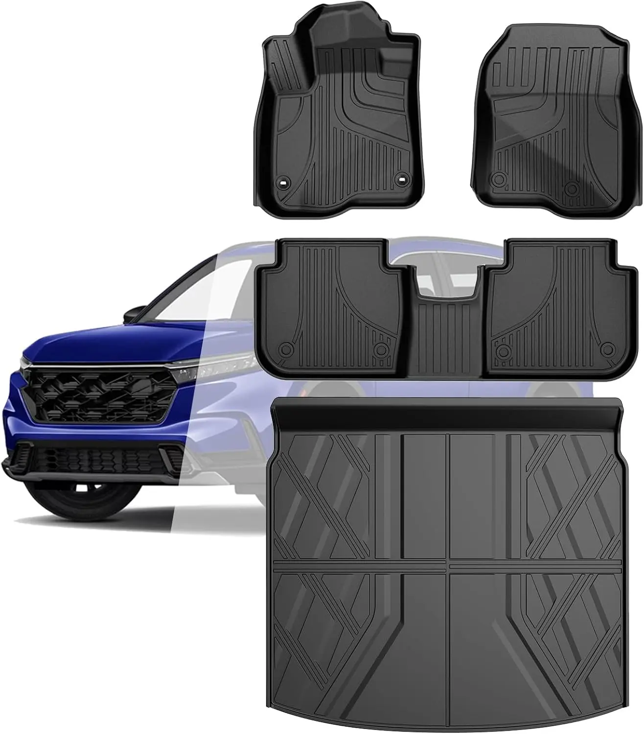 AOMSAZTO 3D Custom Fit Floor Mats Full-Set Trunk Cargo Liner for 2023-2025 CR-V ( Include Hybrid), All-Weather Custom Fit Car Mats, No-Slip Safety, Black, Car Interior Accessory, Mat Floor Mats